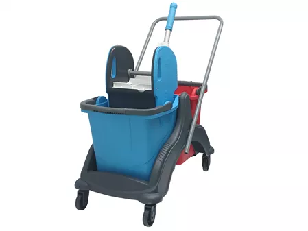 MİNOZA TEMİZLİK SETİ ÇİFT KOVALI PLASTİK PRESLİ SEPETLİ