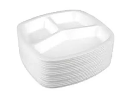 Foam Plate 3 Compartments 100 Pieces